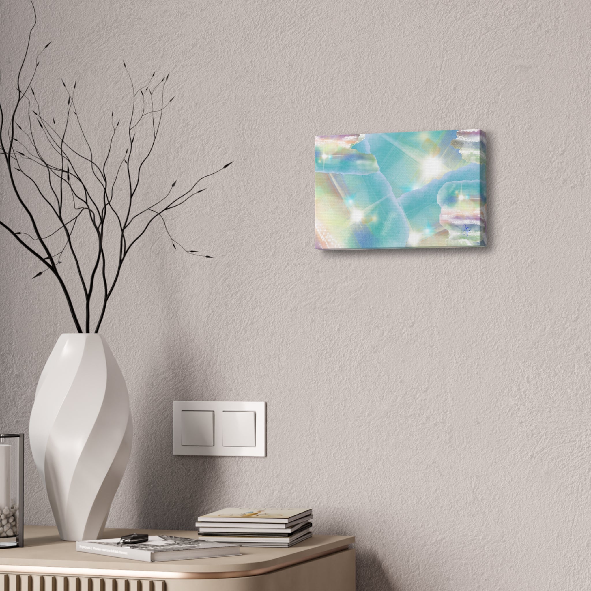Iridescent Dreamscape Canvas Wall Art — Pastel Sea Glass Abstract