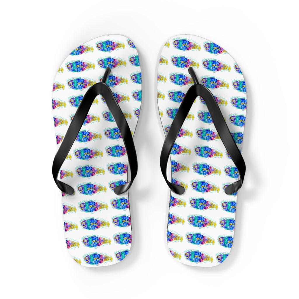 Colorful Tie-Dye Fish Flip Flops — Summer Beach Sandals