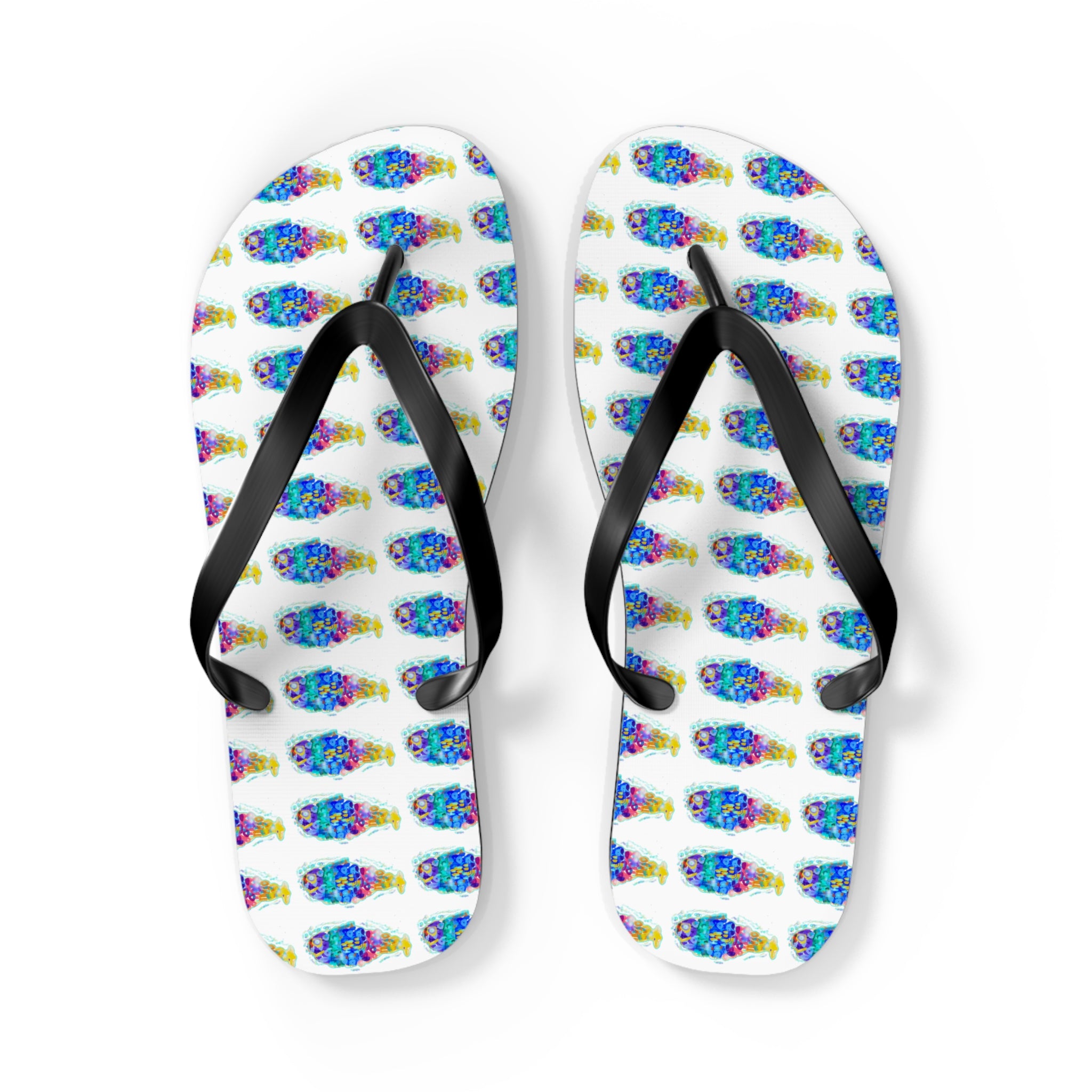 Colorful Tie-Dye Fish Flip Flops — Summer Beach Sandals