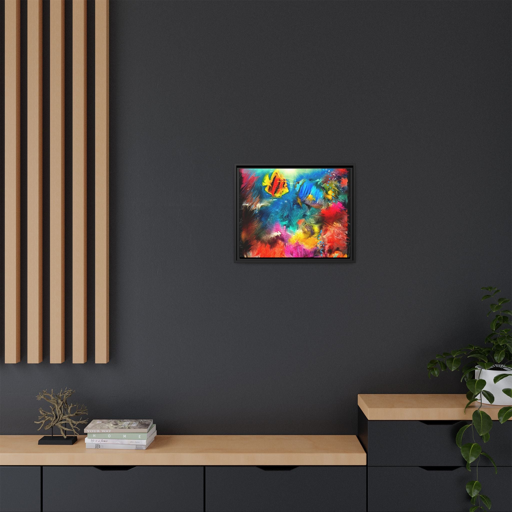 Framed Abstract Color Explosion Canvas — Vibrant Multi‑Color Wall Art