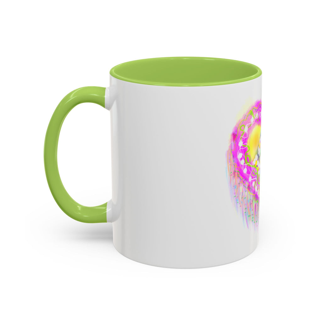 Pink Heart Floral Coffee Mug — Cute Pastel Accent Mug with Daisy Heart Design