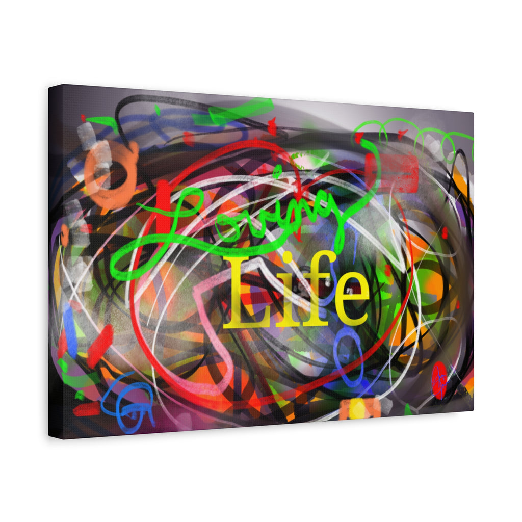 Loving Life Abstract Canvas Wall Art – Colorful Modern Stretched Matte Print