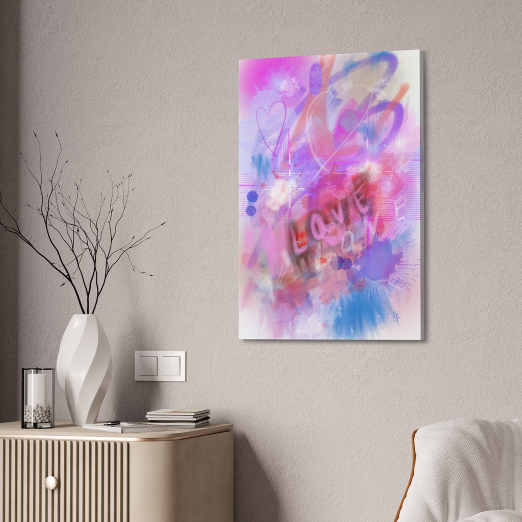 Love Vibes Canvas Wall Art — Pink Abstract Stretched Canvas