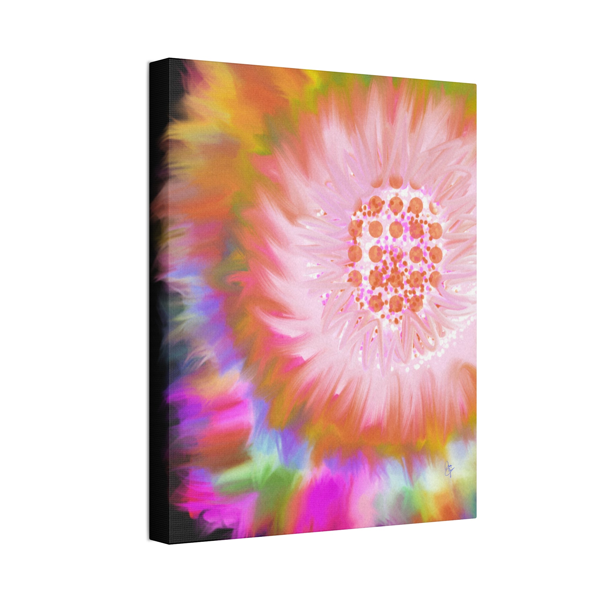 Abstract Floral Burst Canvas Stretched 1.5" — Colorful Sunflower Wall Art
