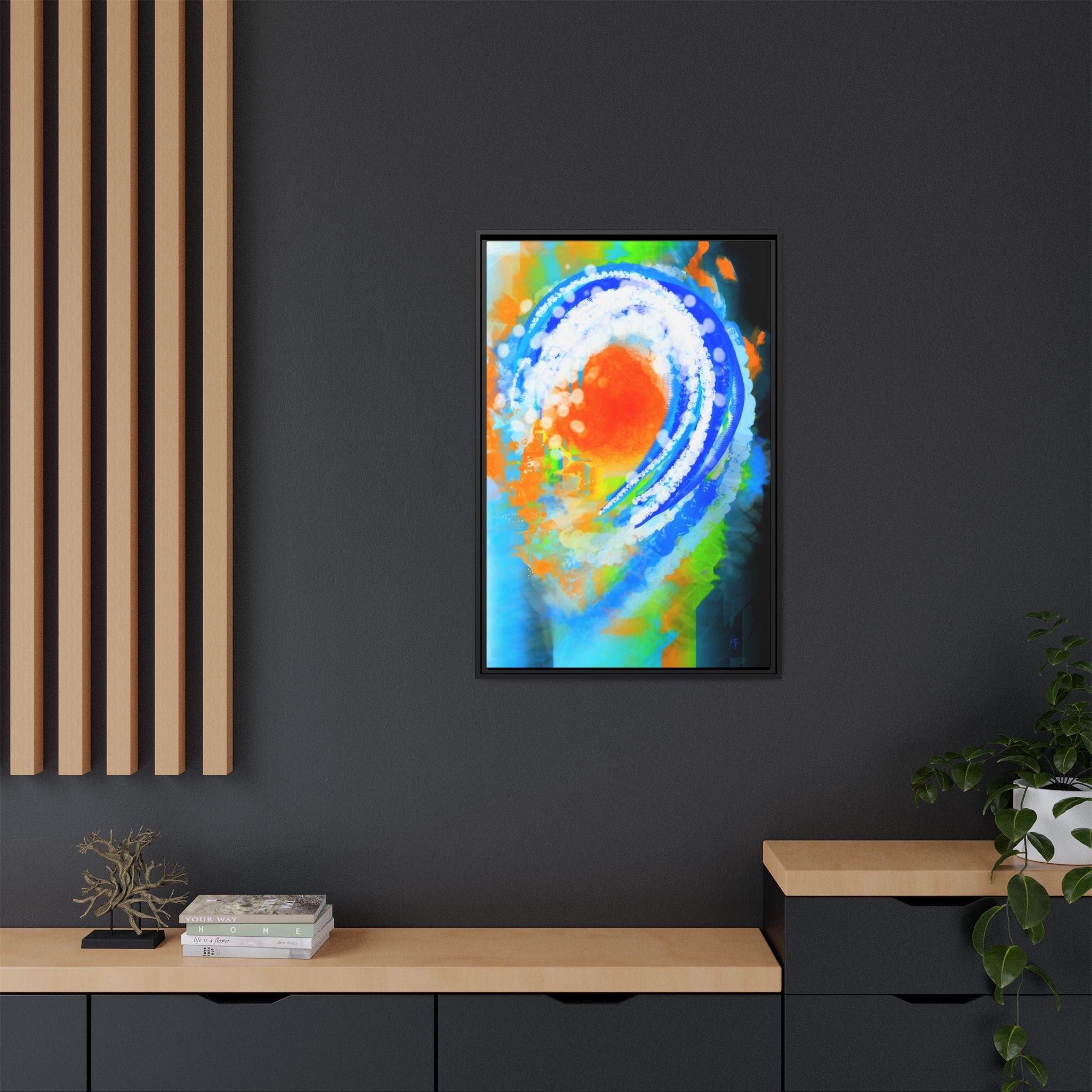 Abstract Ocean Wave Matte Canvas Print — Framed Multi‑Color Wall Art