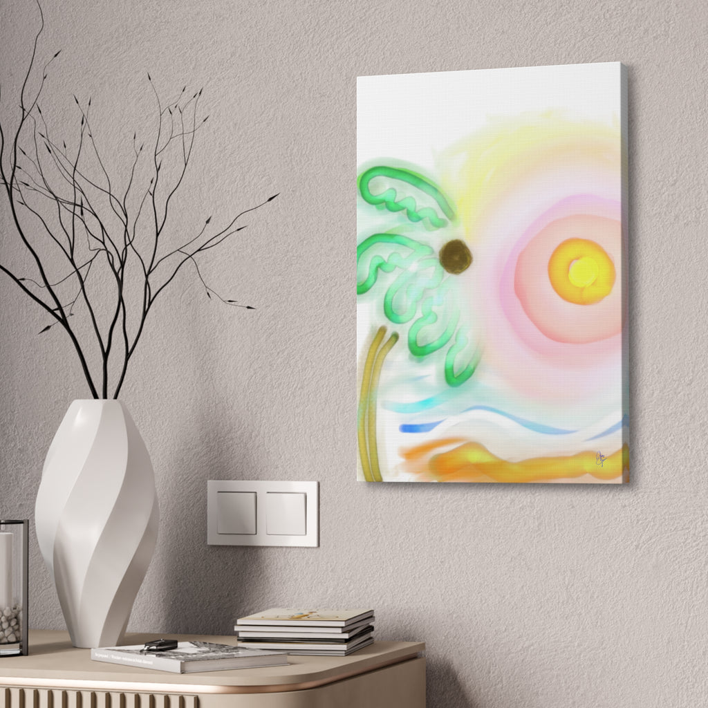 Tropical Sunrise Canvas Wall Art — Stretched 1.5" Beach Landscape Print