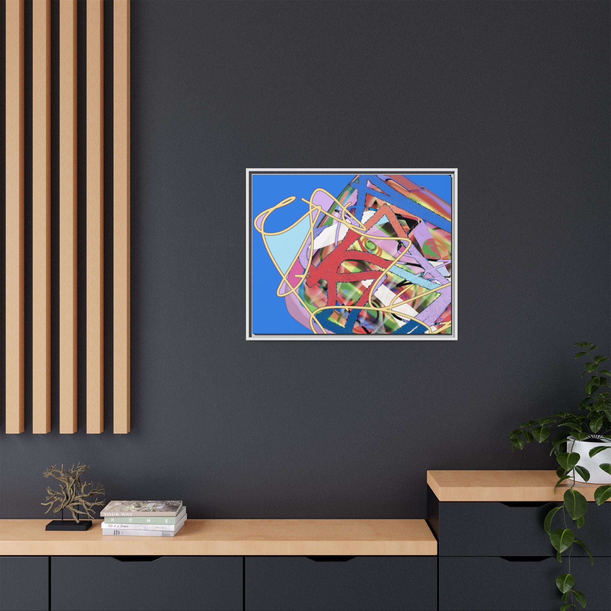 Abstract Multi‑Color Framed Canvas Art – Vibrant Modern Wall Decor