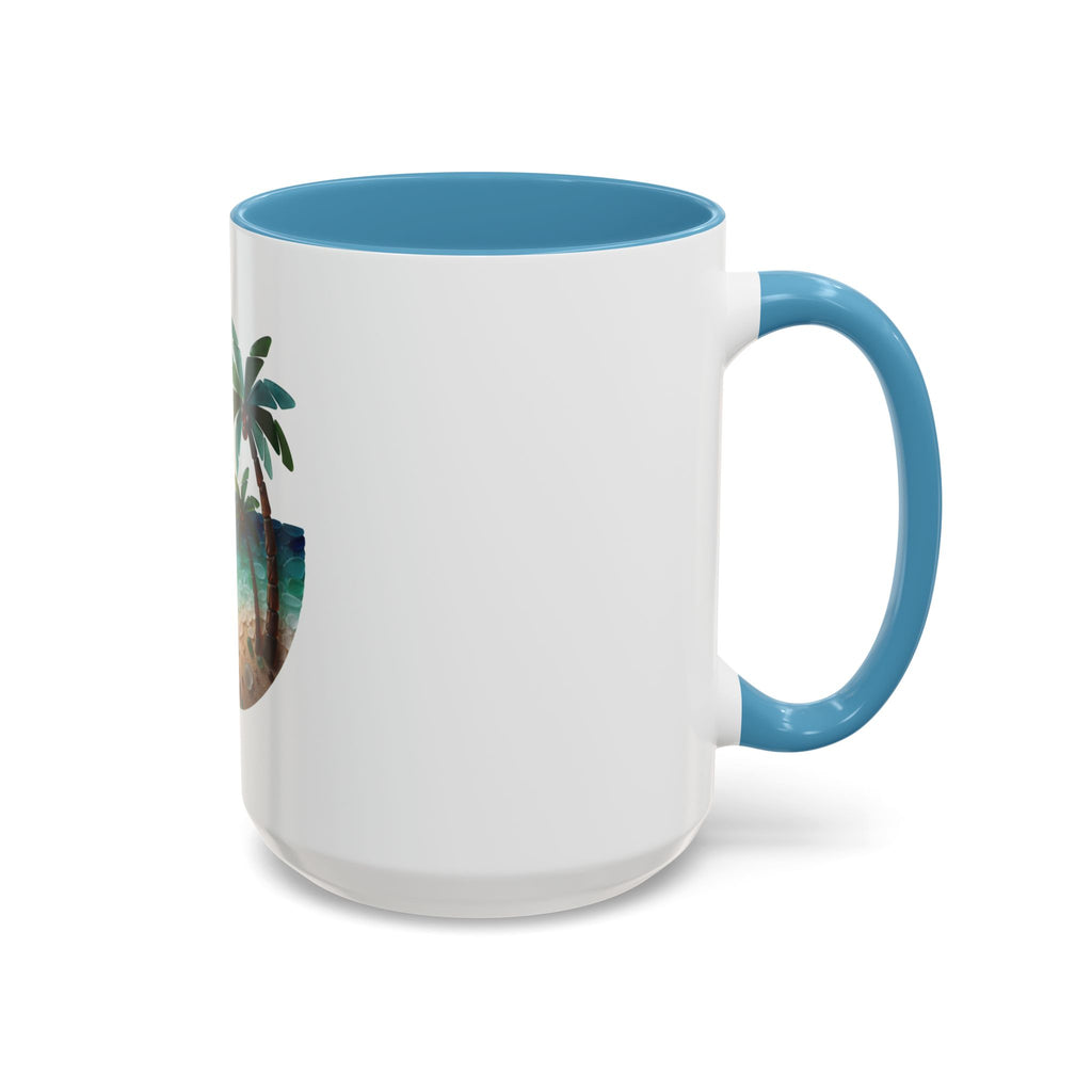 Sunset Beach Coffee Mug — Tropical Palm Ocean Sunrise Accent Mug (11/15oz)