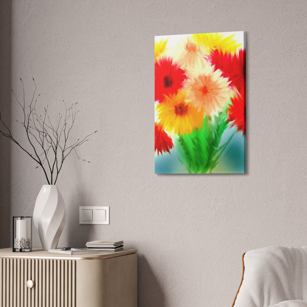 Bright Floral Abstract Canvas Wall Art — Stretched 1.5"