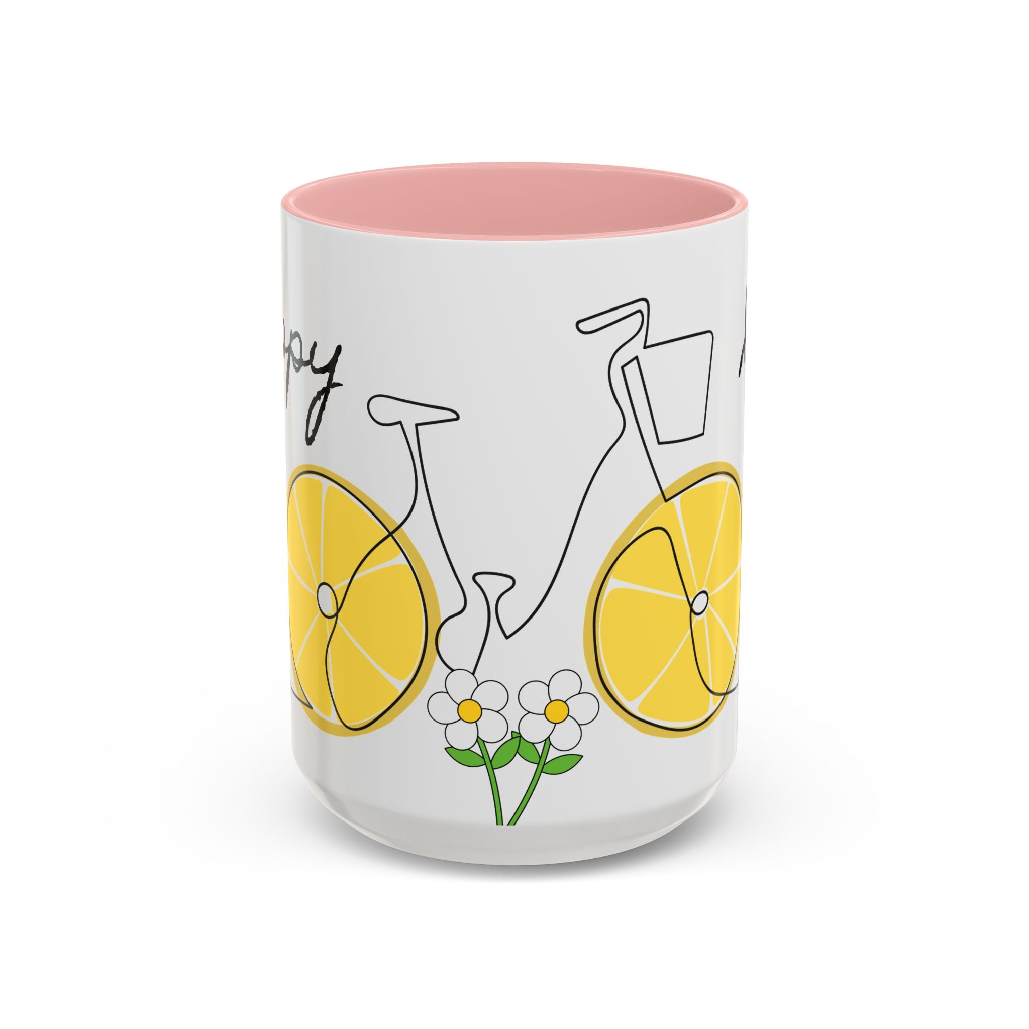 Lemon Bike Coffee Mug — 'Happy Day' Accent Ceramic Mug (11/15oz)