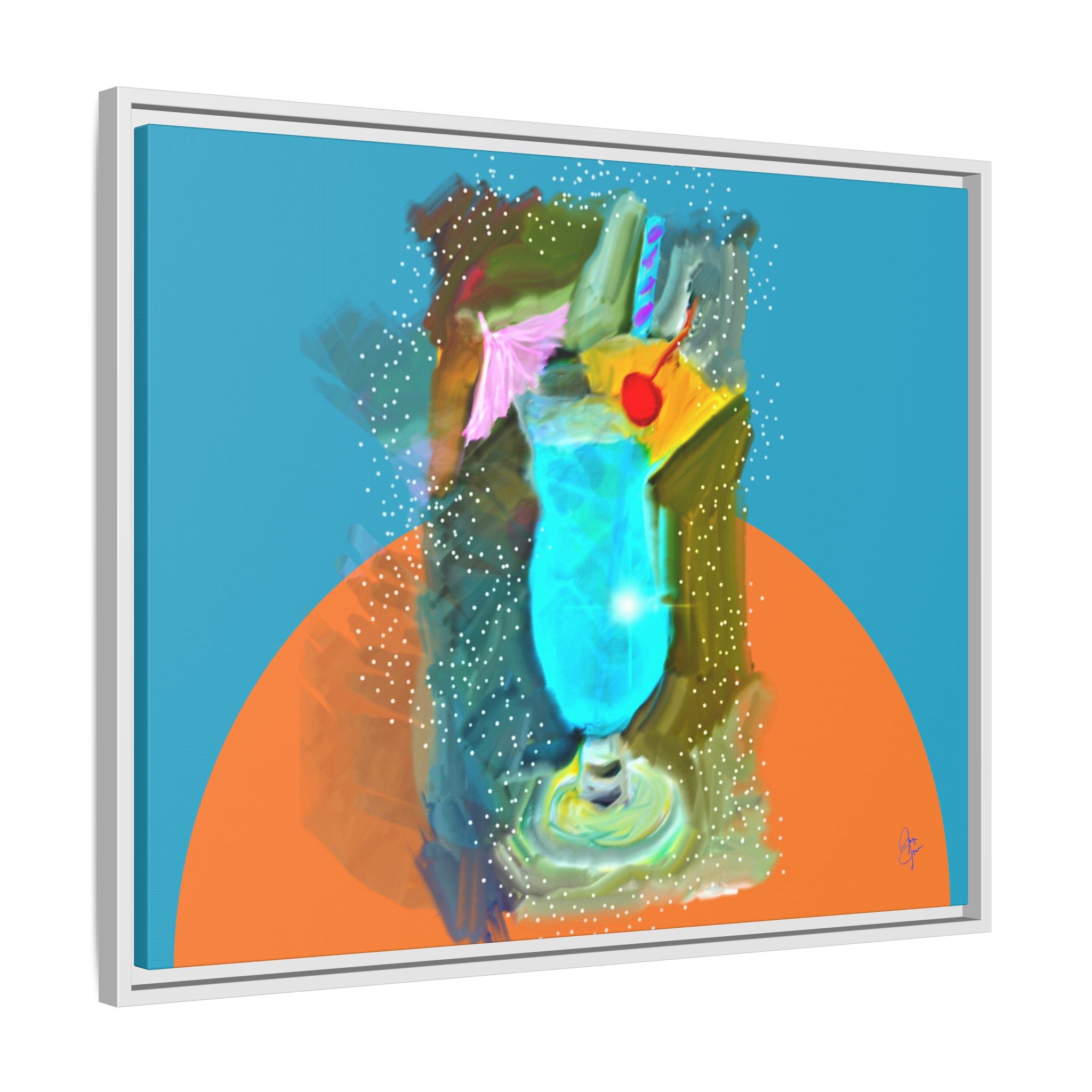 Tropical Blue Cocktail Canvas Print — Framed Matte Bar Art
