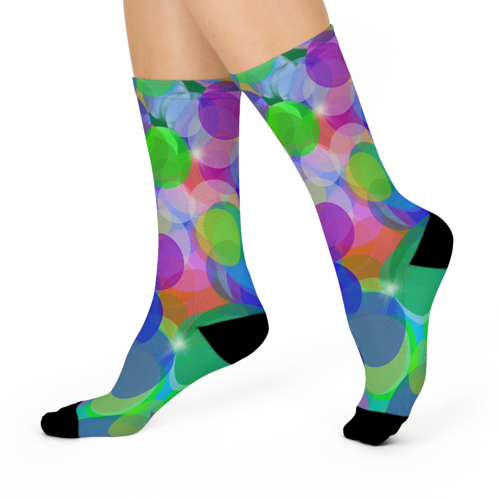 Colorful Bubble Pattern Cushioned Crew Socks — Vibrant Abstract Circles