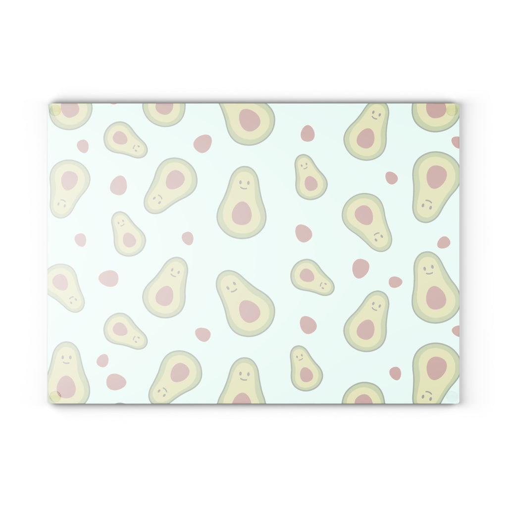 Cute Avocado Pattern Glass Cutting Board — Fun Kitchen Chopping Board for Avocado Lovers