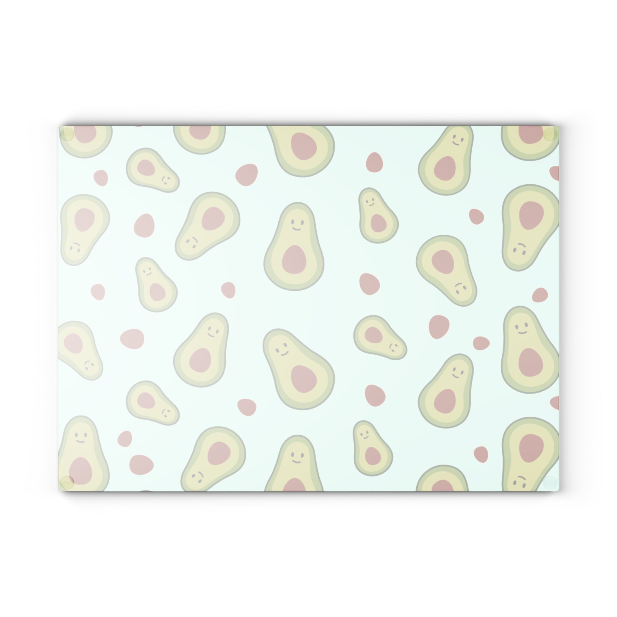 Cute Avocado Pattern Glass Cutting Board — Fun Kitchen Chopping Board for Avocado Lovers