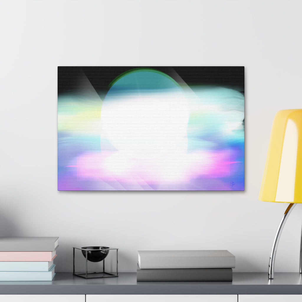 Abstract Neon Glow Canvas Print — Pastel Light Orb Stretched Wall Art