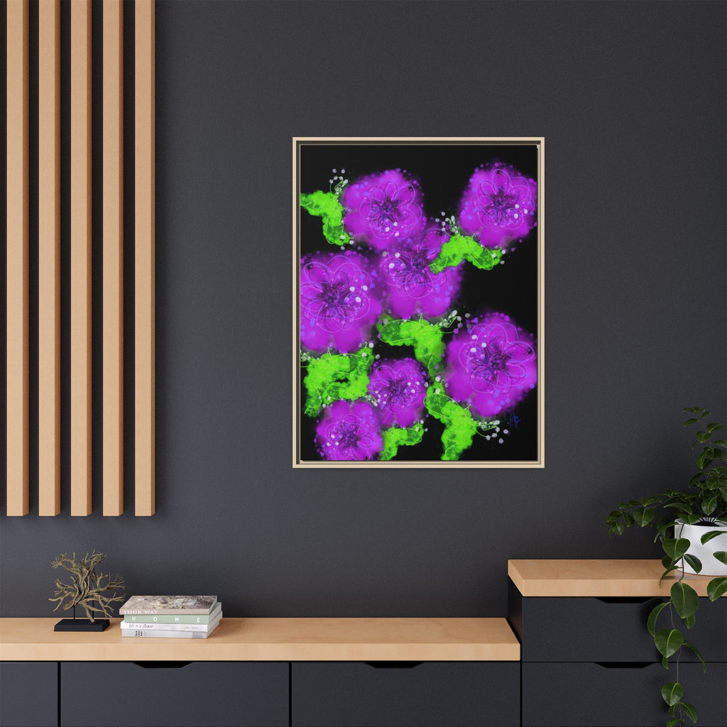 Framed Floral Canvas Print — Matte Multi-Color Blooms Wall Art