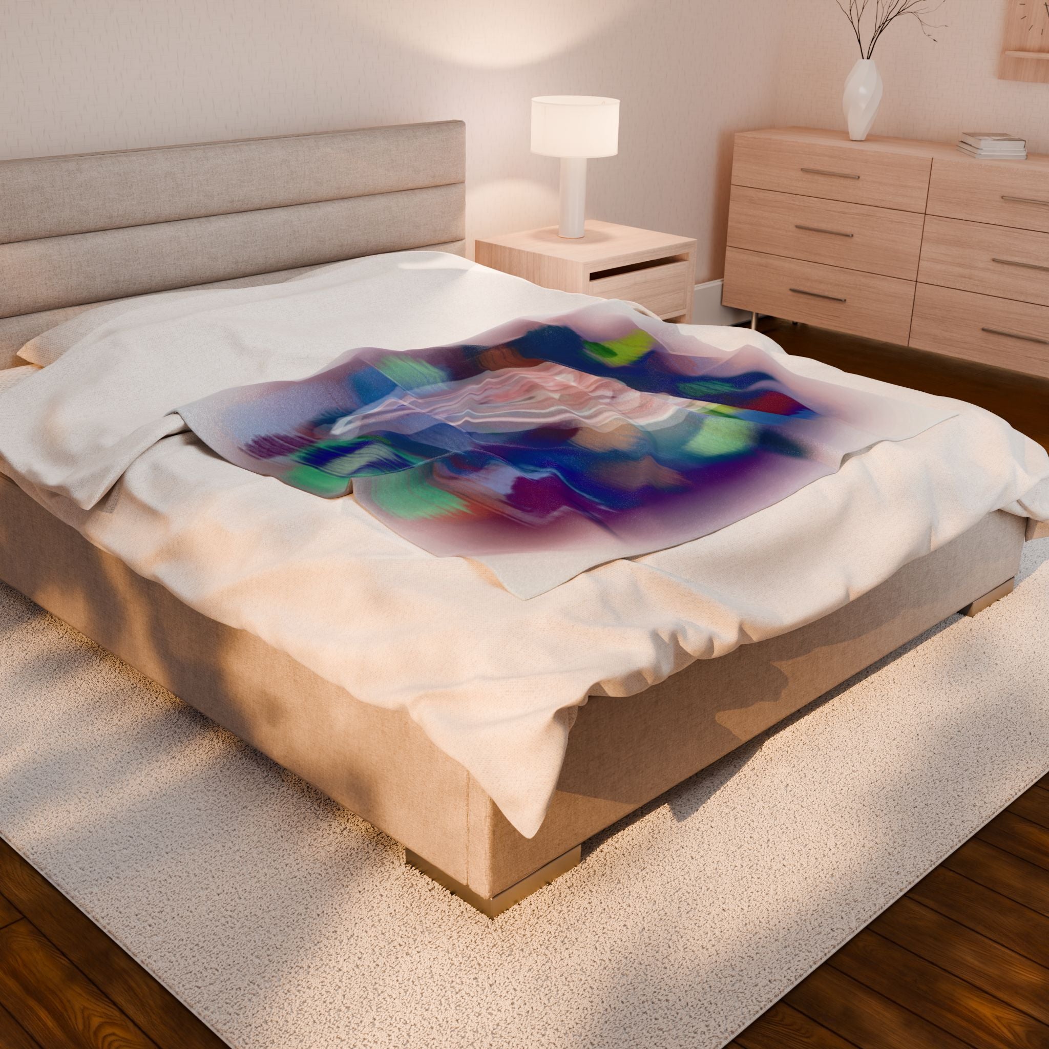Velveteen Plush Blanket — Dreamy Pastel Heart Abstract Throw