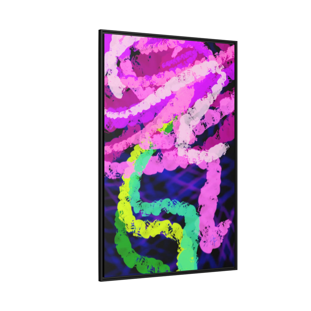 Framed Matte Canvas - Neon Rose Abstract Wall Art