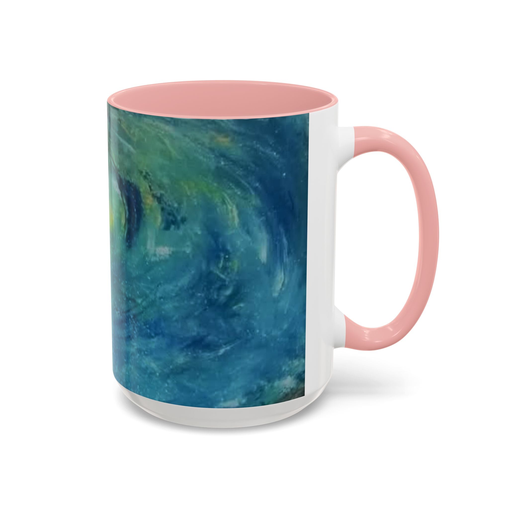 Ocean Wave Art Coffee Mug — Blue/Teal Abstract Accent Mug (11/15oz)