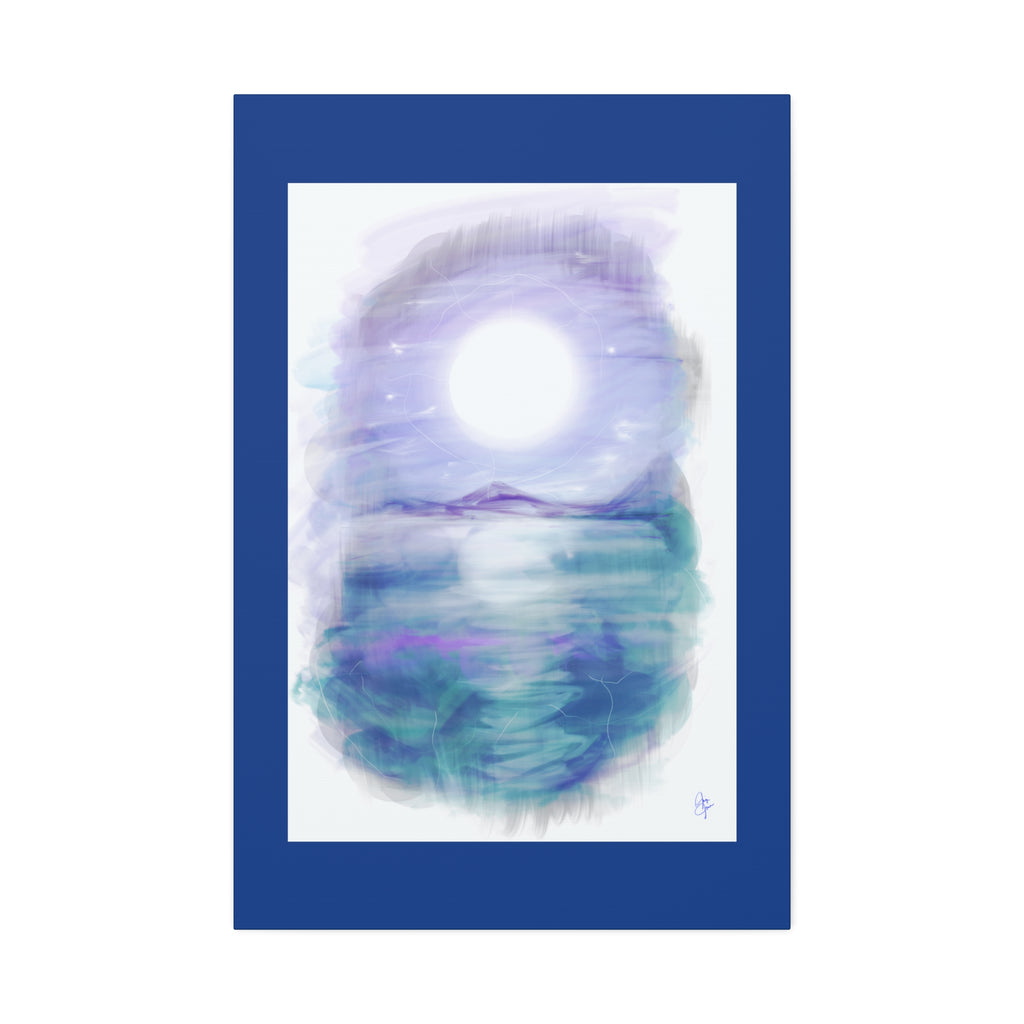 Moonlit Lake Canvas Print – Serene Purple Landscape Wall Art