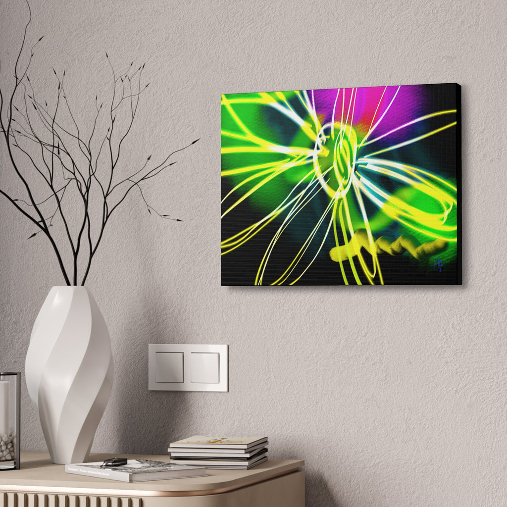 Neon Bloom Canvas Print — Abstract Floral Wall Art (Stretched 1.5")