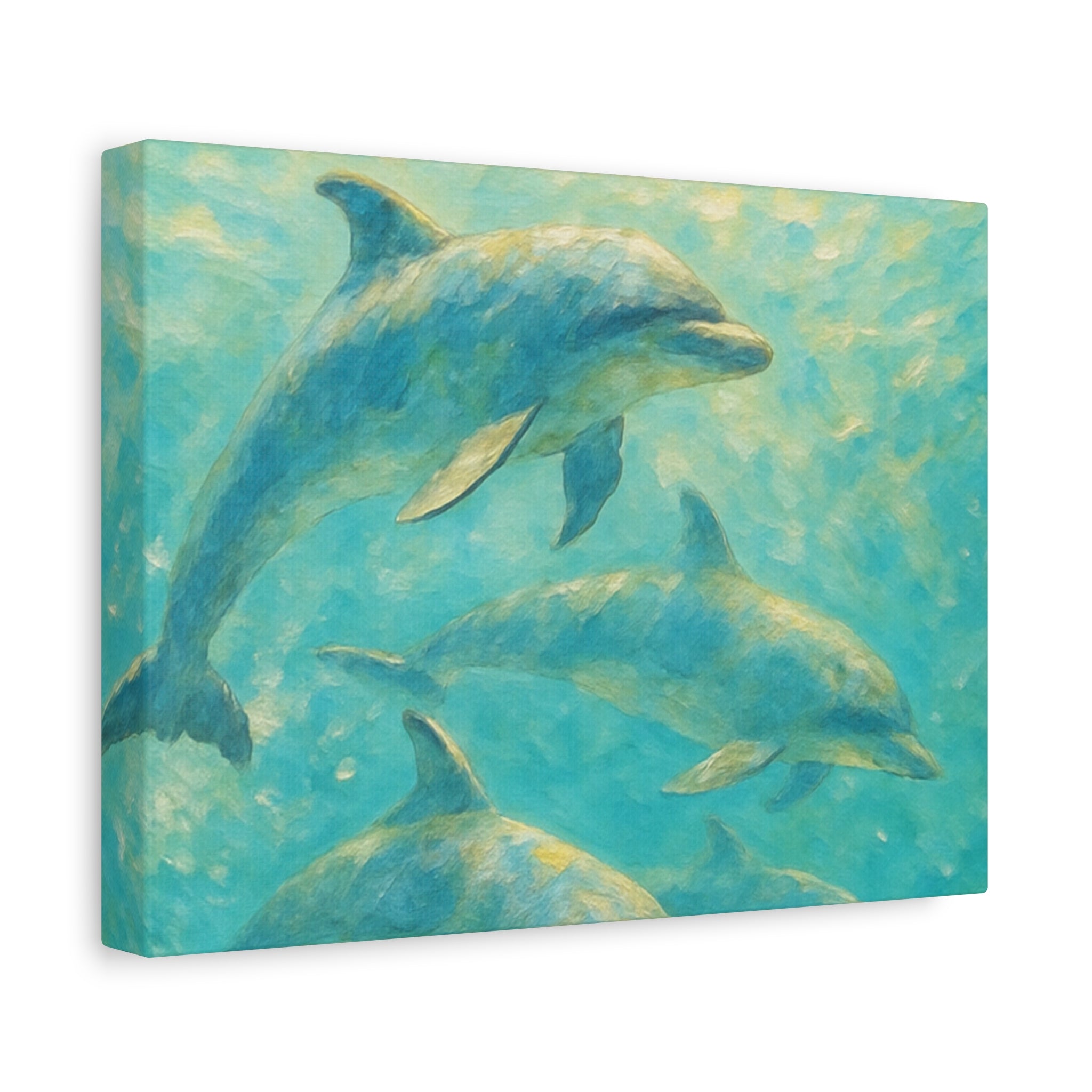 Dolphin Swim Matte Stretched Canvas – Ocean Wall Art
