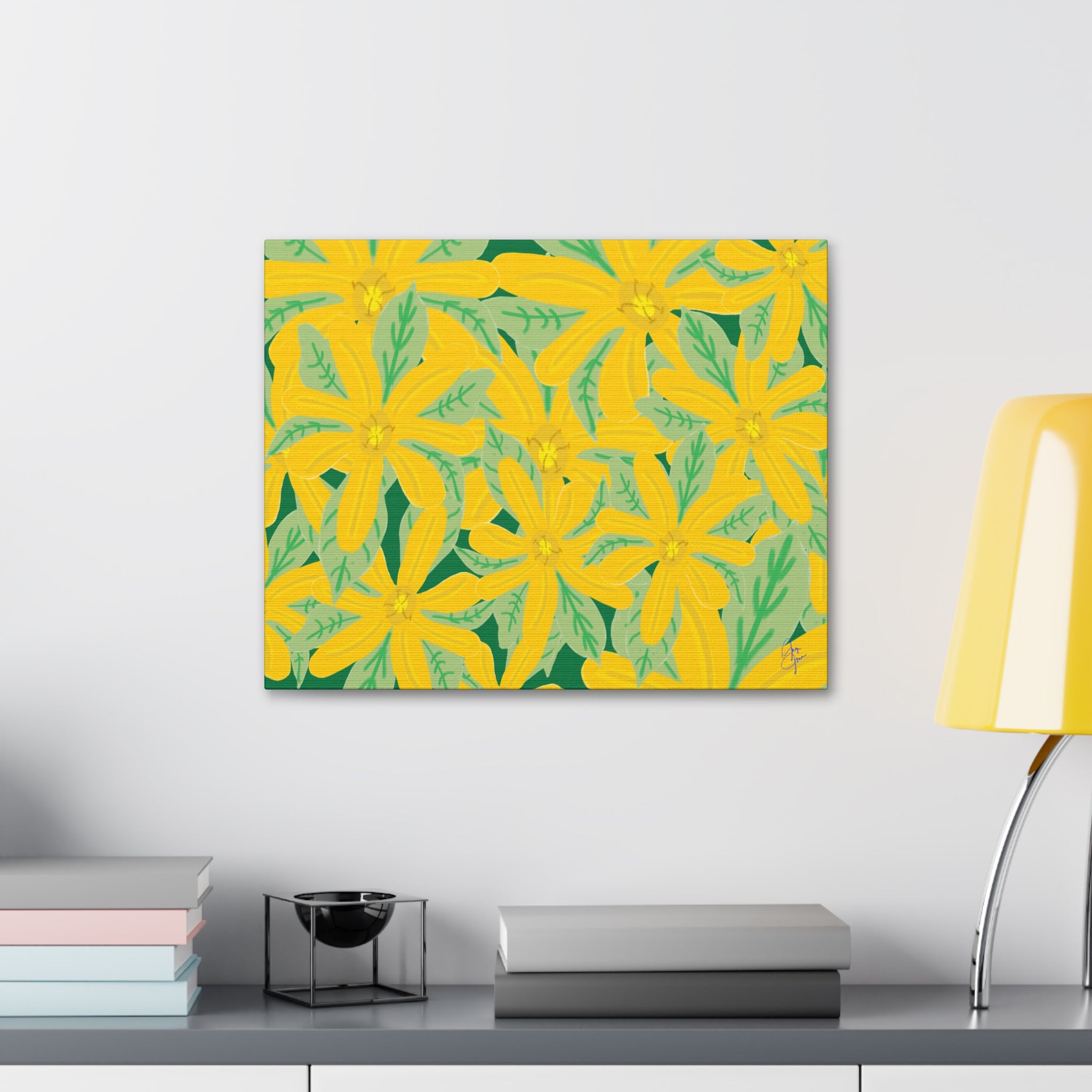 Yellow Daisy Canvas Wall Art — Bright Floral Stretched Canvas (1.5" Depth)