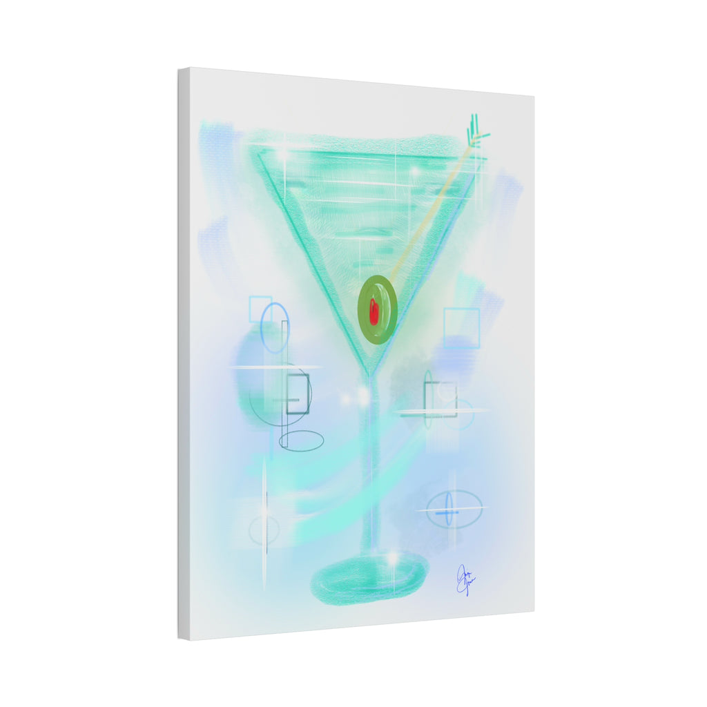 Martini Olive Canvas Print — Retro Cocktail Wall Art