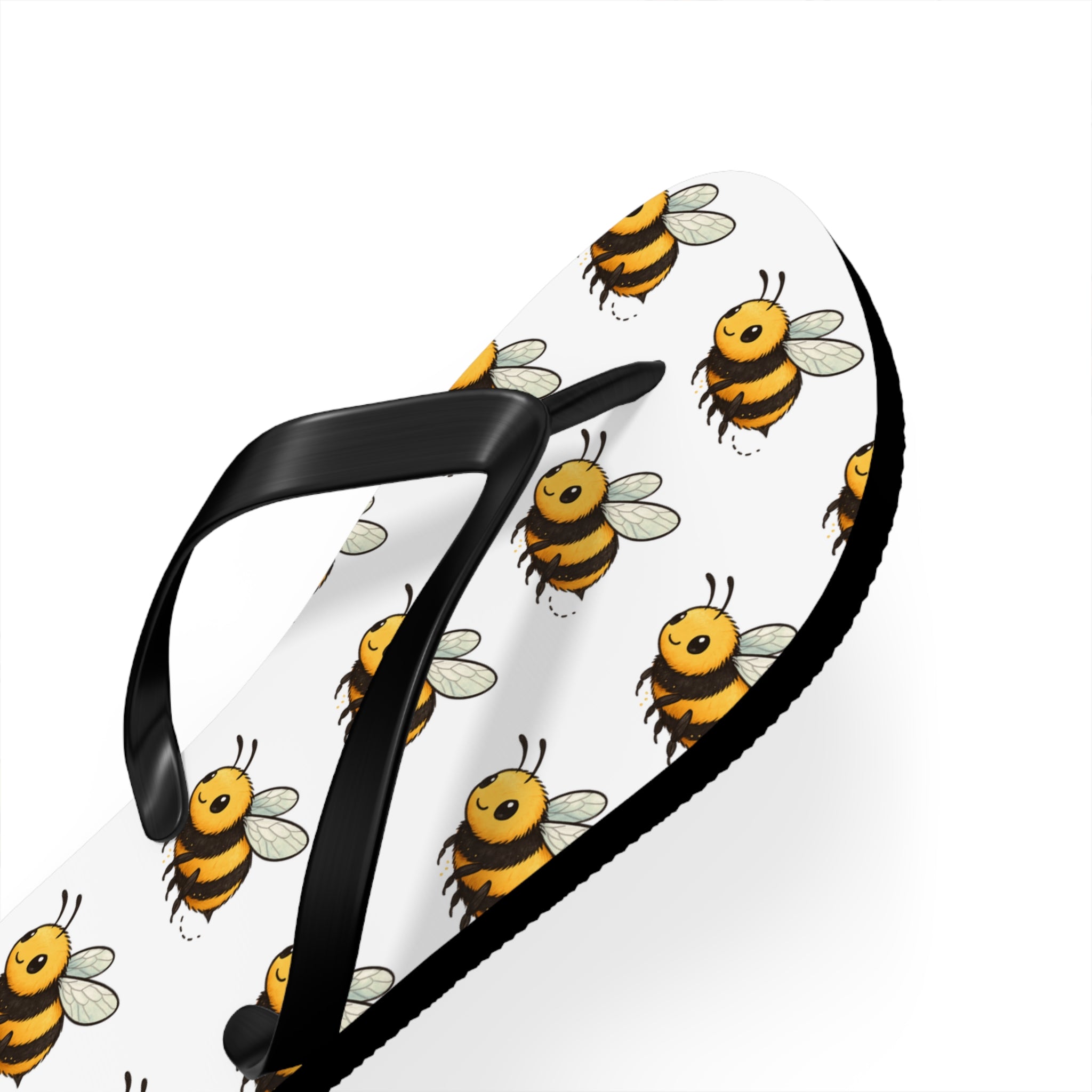 Bee Pattern Flip Flops — Cute Yellow Bee Summer Sandals