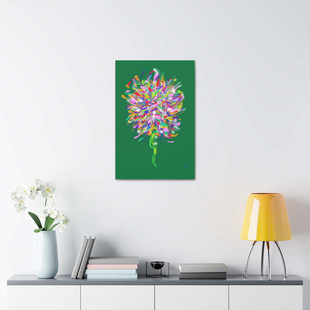Abstract Floral Burst Canvas Print — Colorful Flower Wall Art on Deep Blue