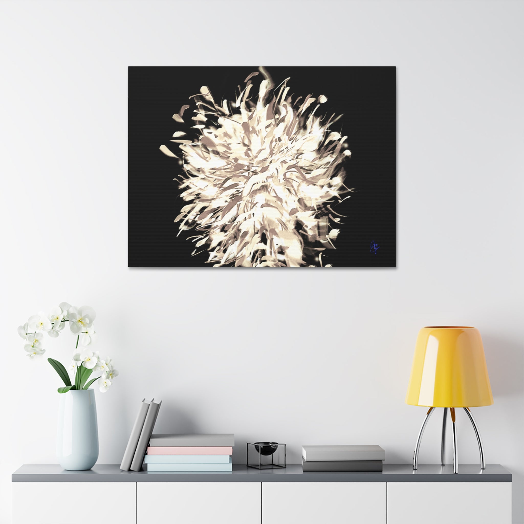 Abstract Floral Canvas Print – Neutral Burst Wall Art, Stretched 1.5"