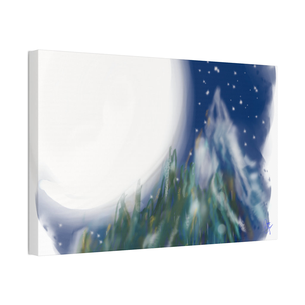 Moonlit Pine Forest Canvas Print — Stretched 1.5"