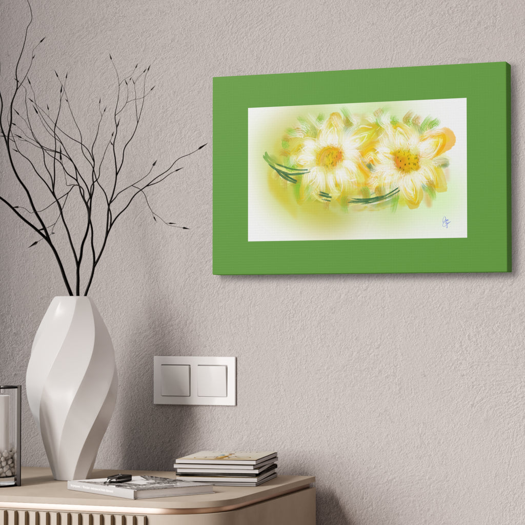 Yellow Daisy Floral Canvas Print – Stretched 1.5" Edge Art