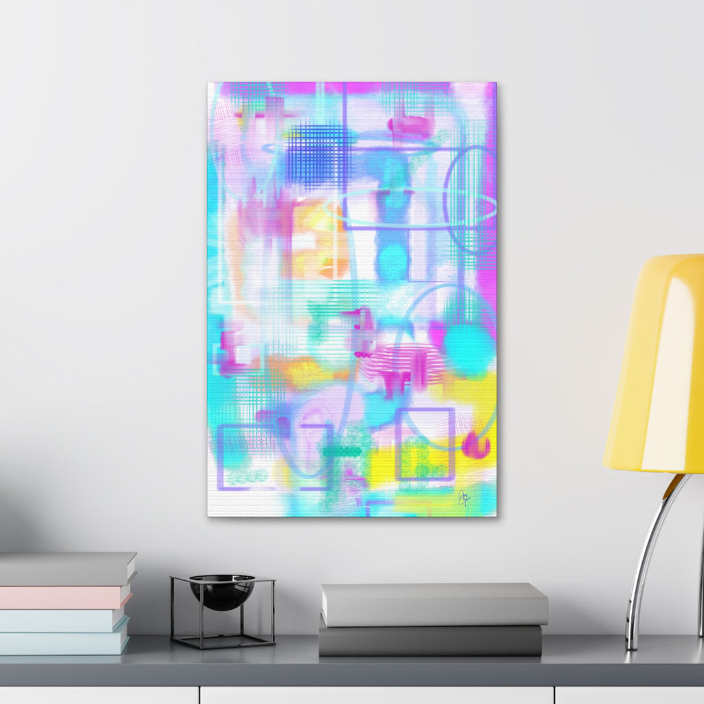Abstract Pastel Canvas Print — Soft Watercolor Geometric Wall Art