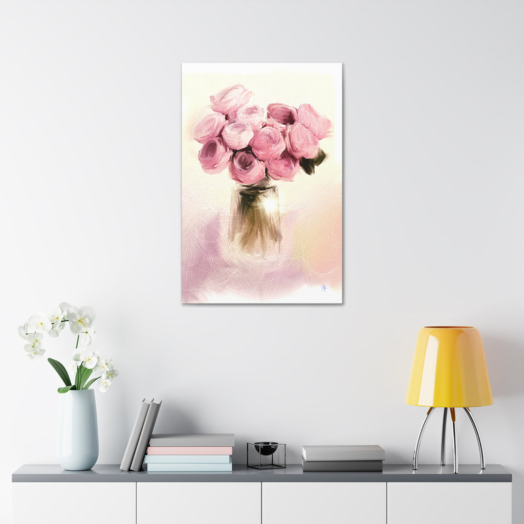 Canvas Stretched, 1.5'' Pink Roses