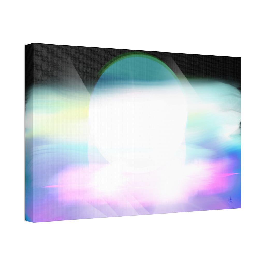 Abstract Neon Glow Canvas Print — Pastel Light Orb Stretched Wall Art