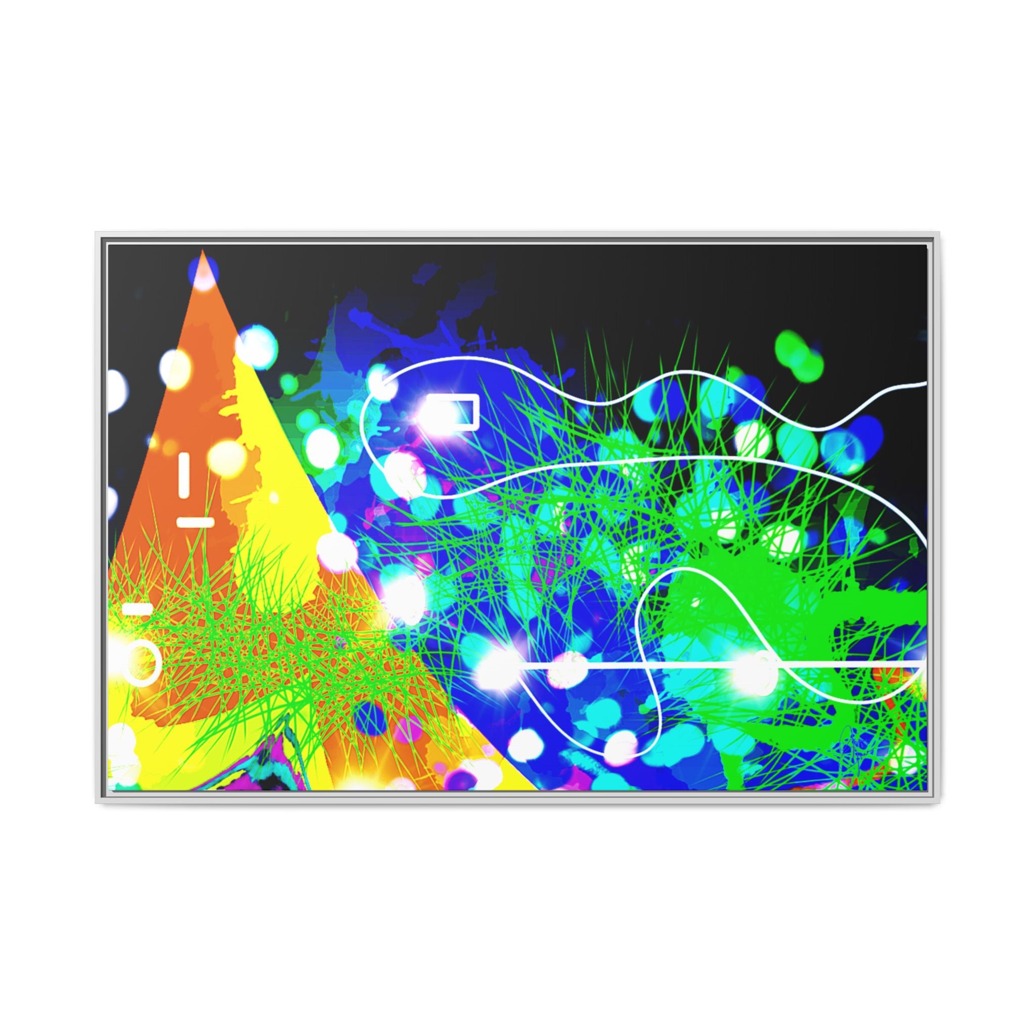 Abstract Neon Wave Matte Canvas Framed Art