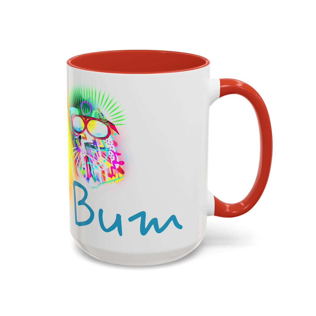 Beach Bum Coffee Mug — Colorful Retro Skull Design (11/15oz)
