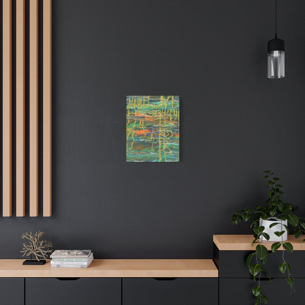 Abstract Green & Orange Matte Canvas Wall Art - Stretched 1.25"