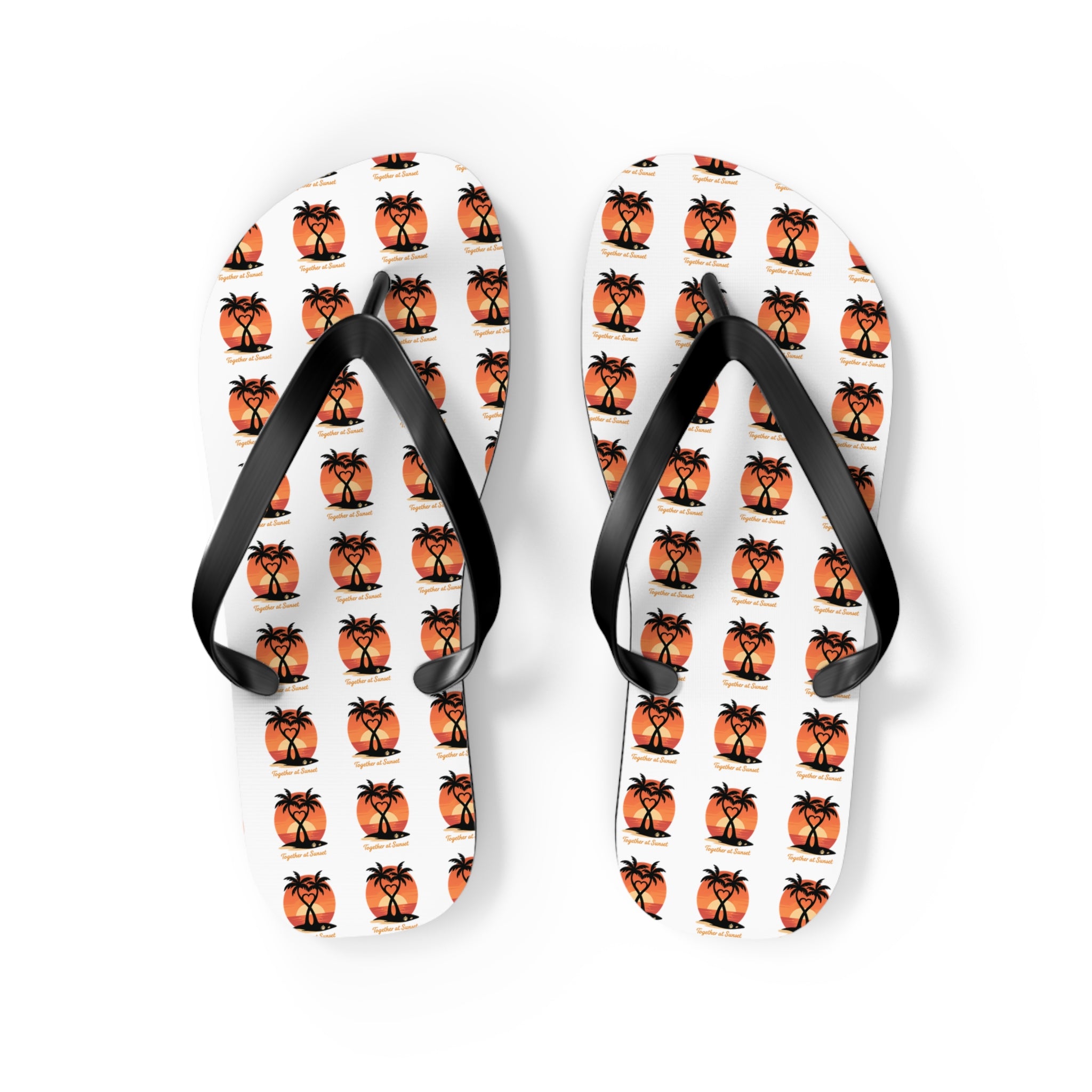 Palm Tree Sunset Flip Flops – Tropical Beach Pattern Sandals