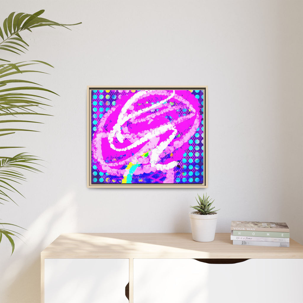 Abstract Neon Pop Art Matte Canvas — Framed Multi‑Color Wall Art