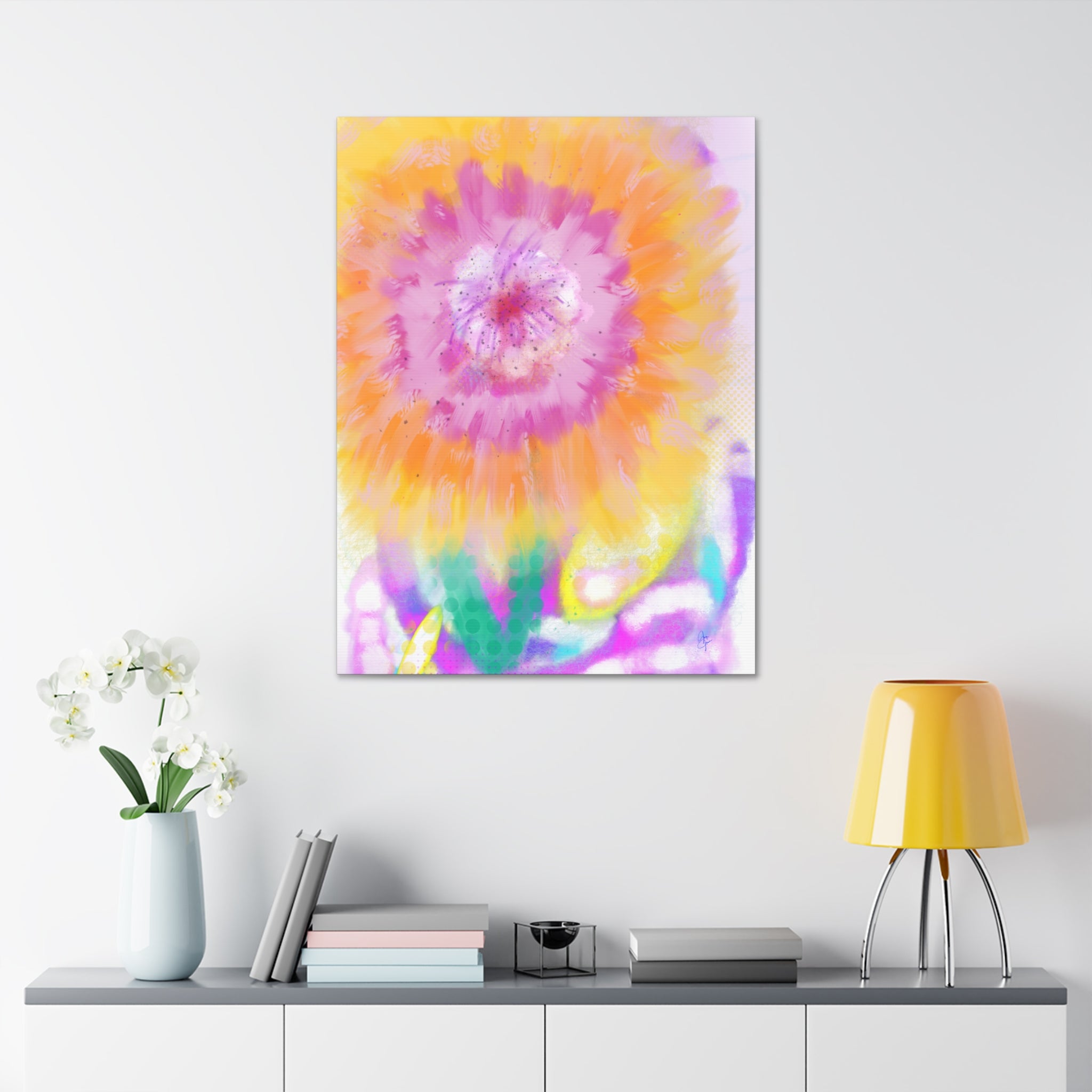 Vibrant Sunburst Floral Canvas