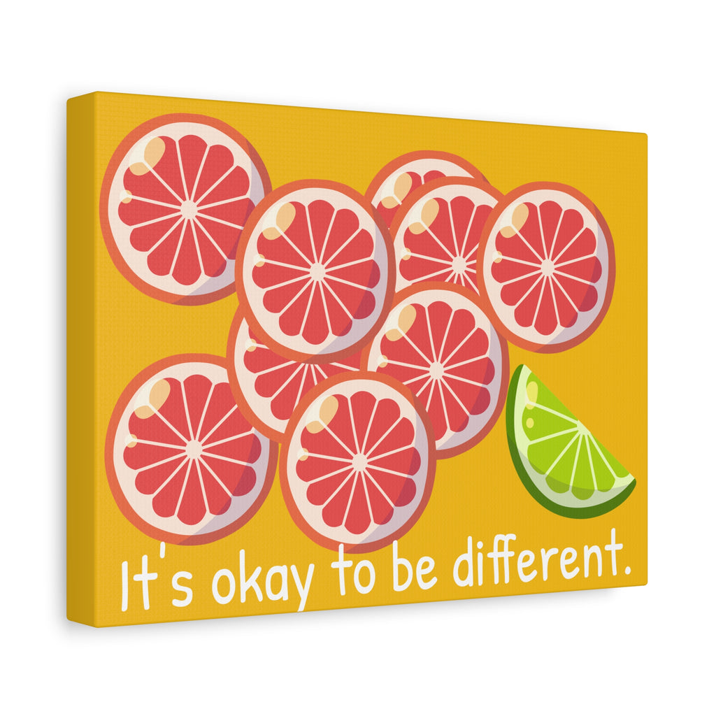 Canvas Wall Art — "It’s Okay to Be Different" Grapefruit & Lime Inspirational Print