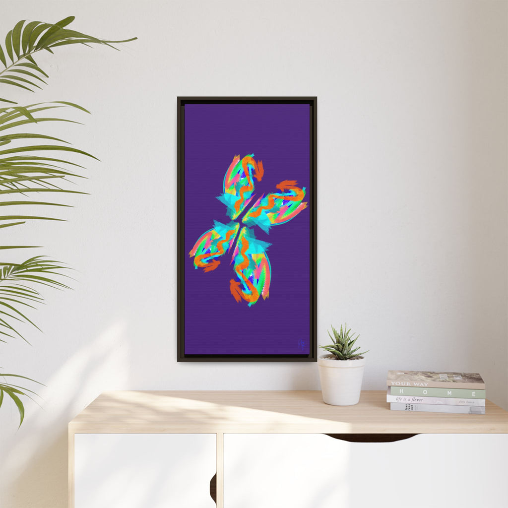 Framed Matte Canvas — Neon Abstract Butterfly Wall Art