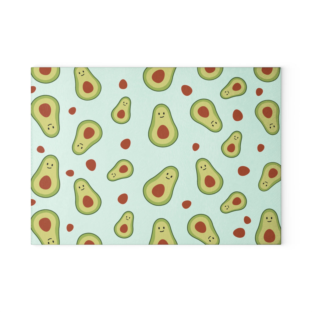 Cute Avocado Pattern Glass Cutting Board — Fun Kitchen Chopping Board for Avocado Lovers