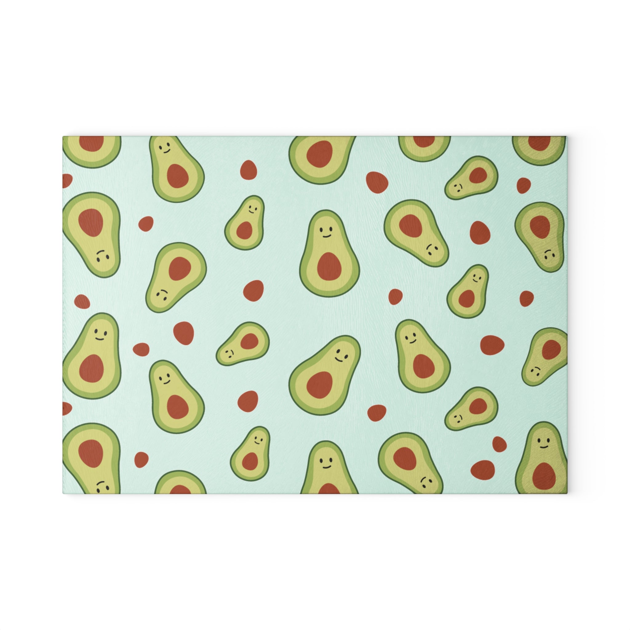 Cute Avocado Pattern Glass Cutting Board — Fun Kitchen Chopping Board for Avocado Lovers