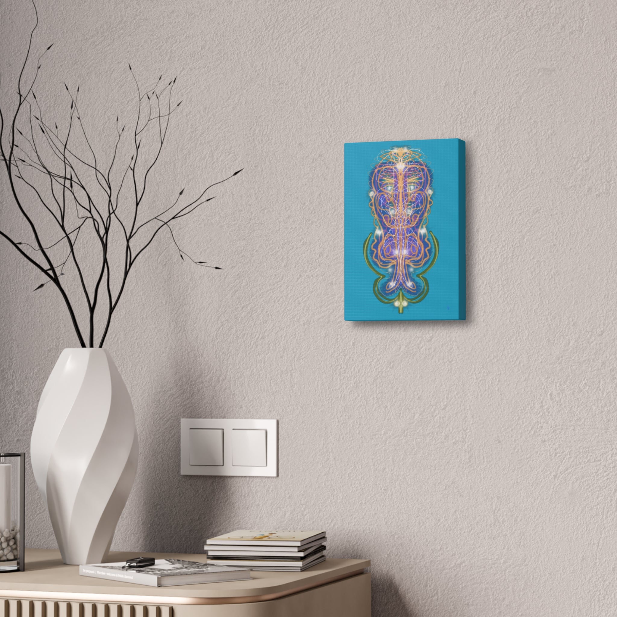 Mystic Symmetry Canvas — Abstract Spiritual Wall Art on Teal