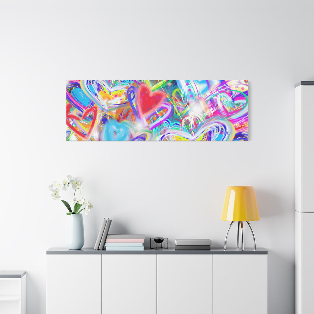 Colorful Heart Graffiti Matte Canvas