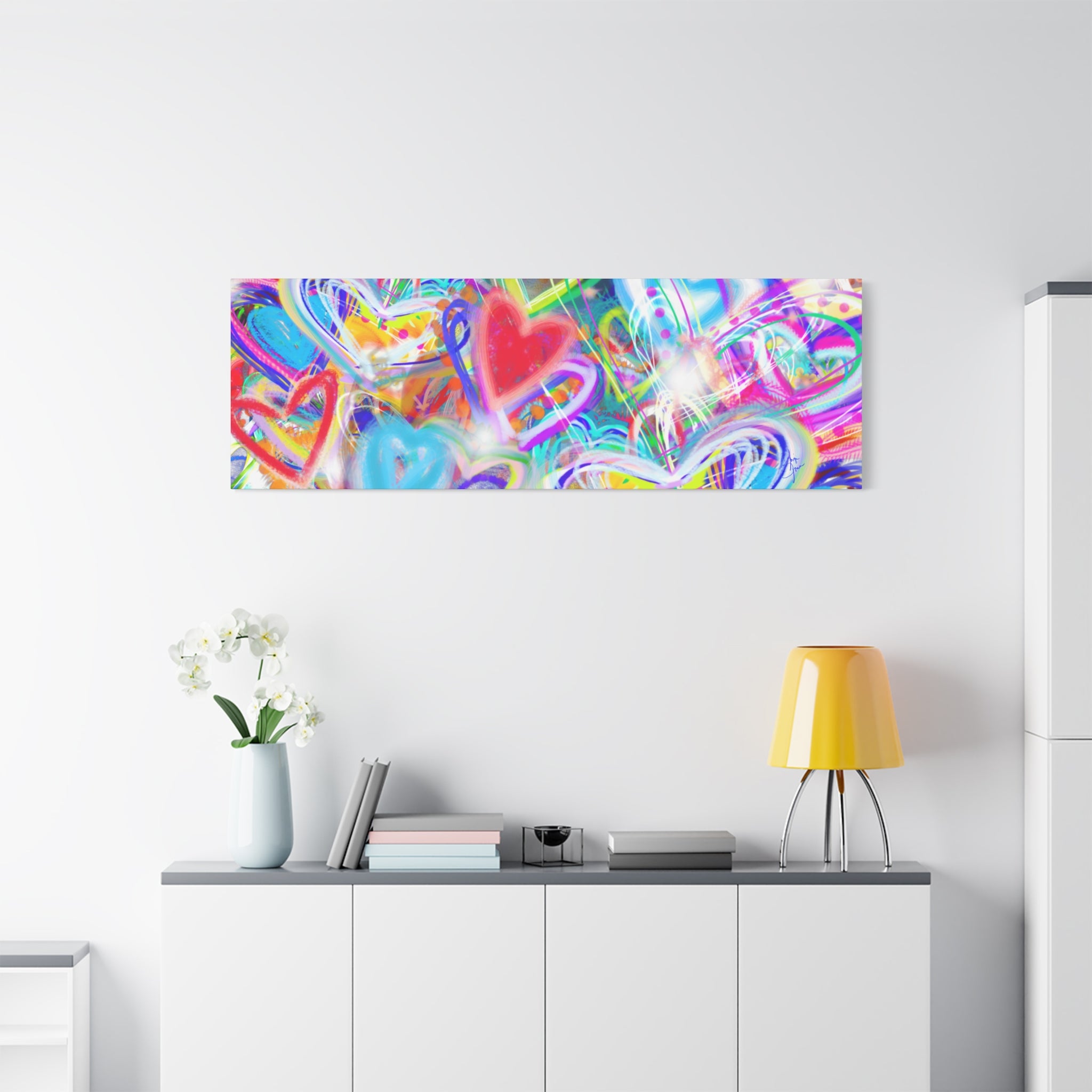 Colorful Heart Graffiti Matte Canvas