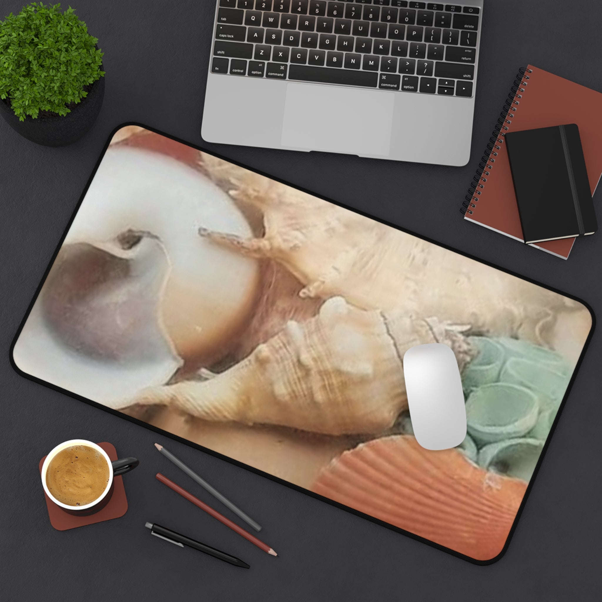 Seashell Beach Desk Mat — Coastal Shells Mouse Pad for Office & Home